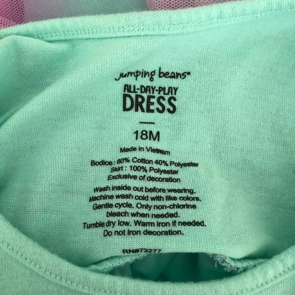 Jumping Beans All-Day-Play-Dress sleeveless mint green aqua purple tulle skirt